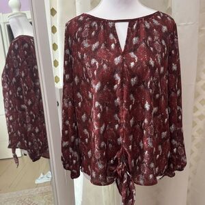 West Kei Burgundy Patterned Blouse